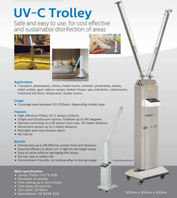 UVC Trolley 2Arms 4UV 140watts